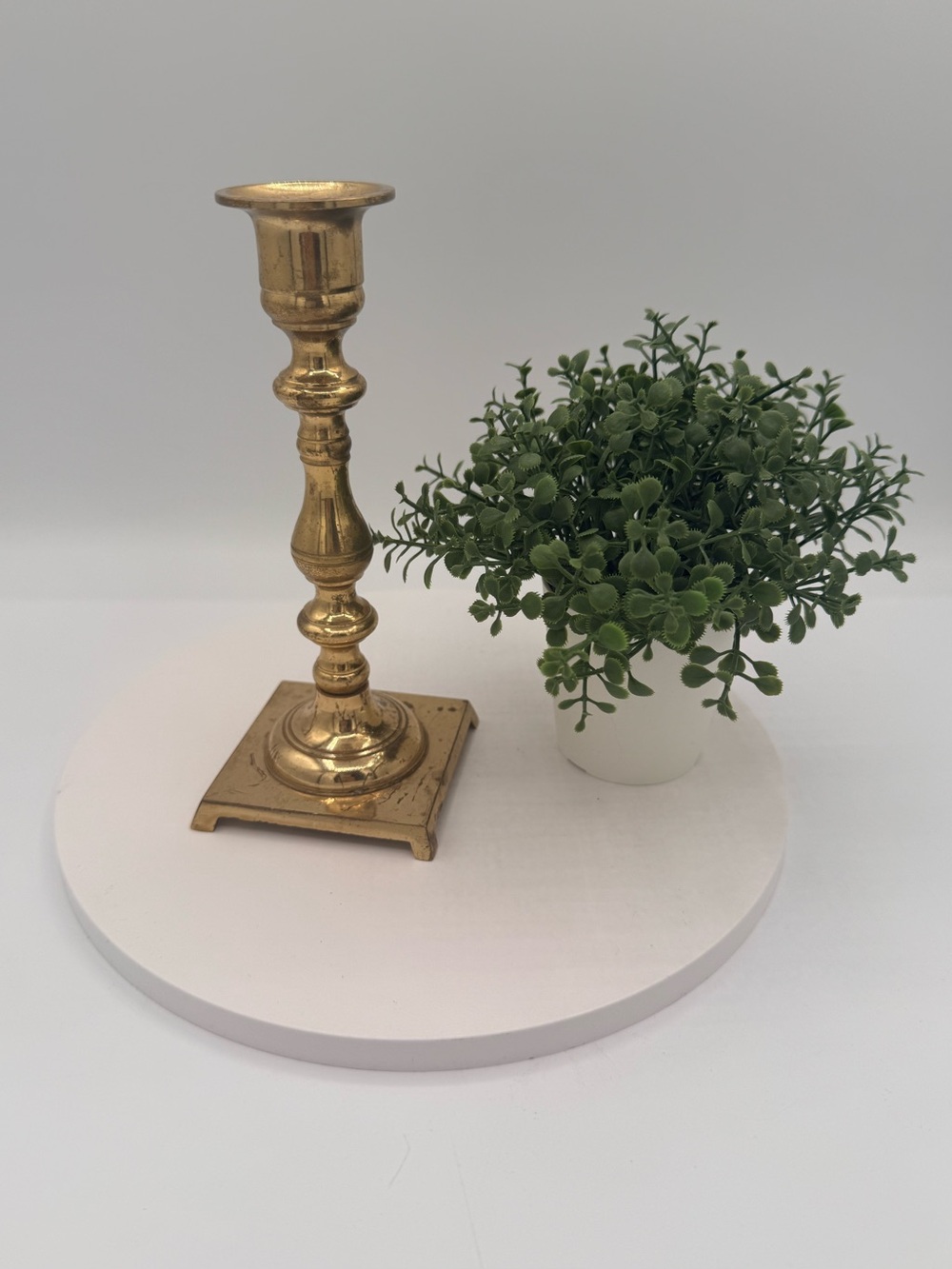 Vintage Brass Candlestick Square Footed Base Taper Candle Holder Stamped Japan